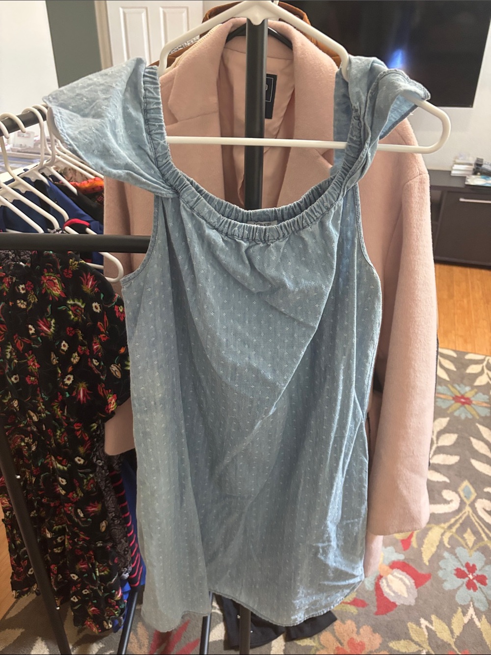 Light Blue Sleeveless Summer dress- Soft Chambray Style